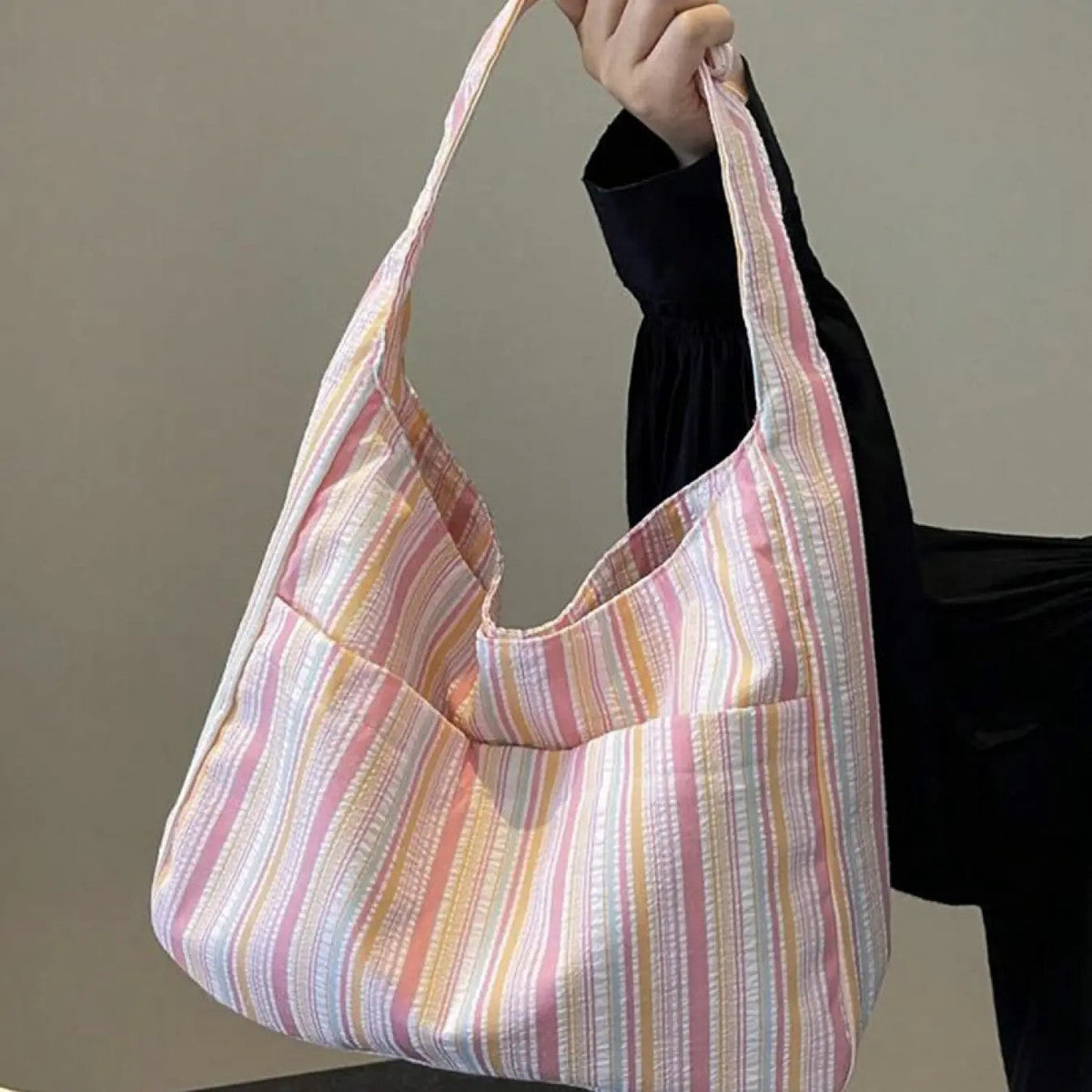 Pastel Stripe Canvas Tote