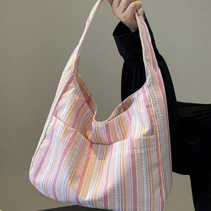 Pastel Stripe Canvas Tote