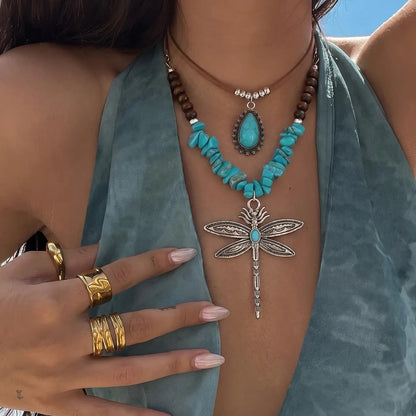 Turquoise Dragonfly Layered Necklace