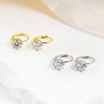 Crystal Solitaire Huggie Earrings