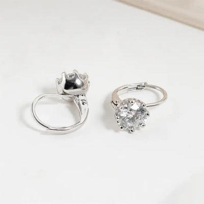 Crystal Solitaire Huggie Earrings