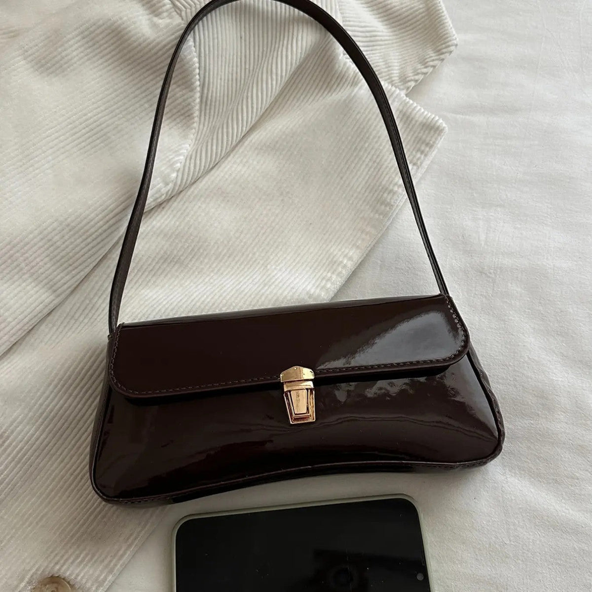 Glossy Burgundy Shoulder Bag