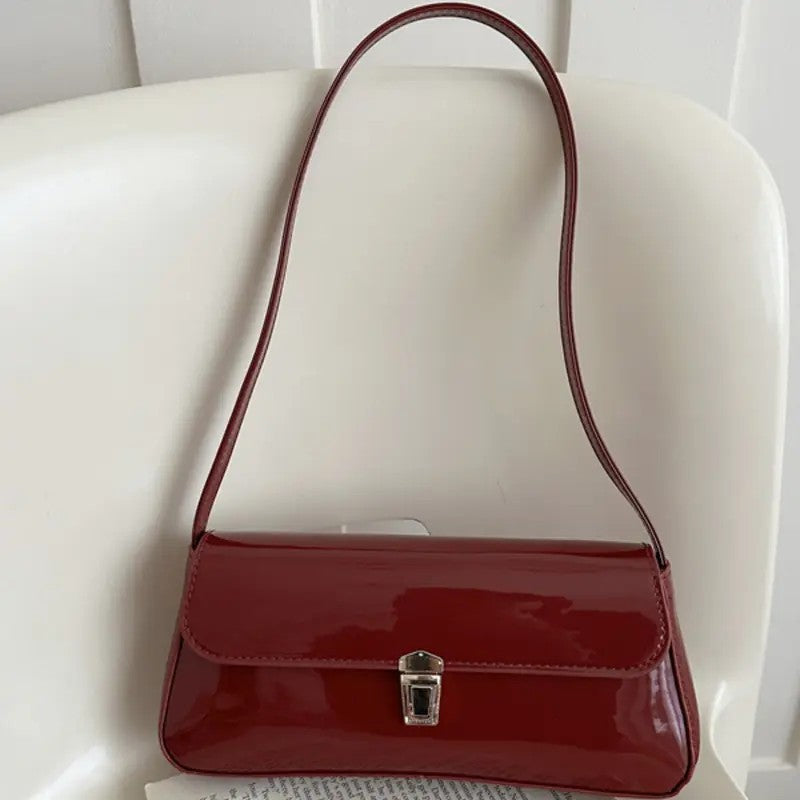 Glossy Burgundy Shoulder Bag