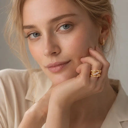 Gold Bone Link Ring