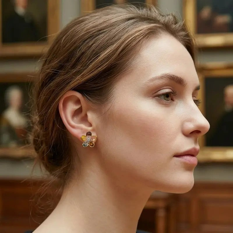 Multicolor Floral Stud Earrings