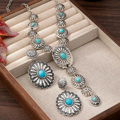Turquoise Floral Statement Jewelry Set