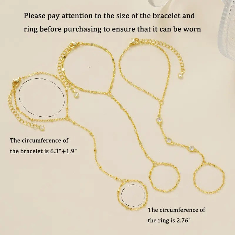 Dainty Teardrop Hand Chain Set