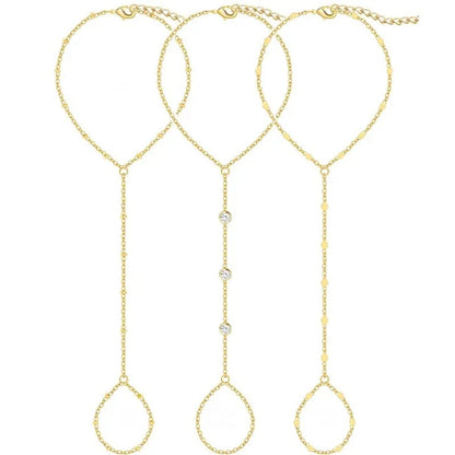 Dainty Teardrop Hand Chain Set