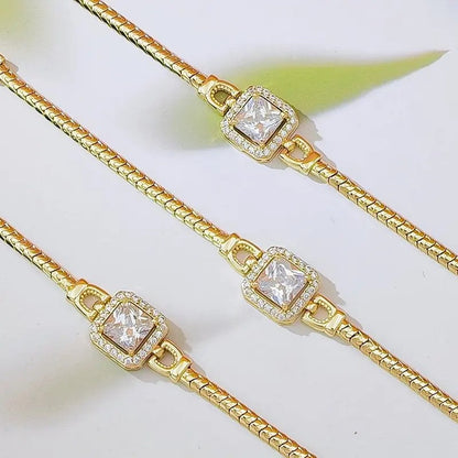 Square Crystal Snake Chain Bracelet