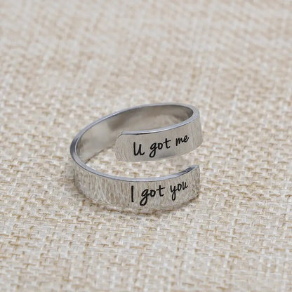 Engraved Open Cuff Ring Set