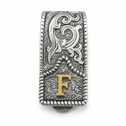 Western Scroll Initial Money Clip