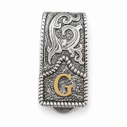 Western Scroll Initial Money Clip