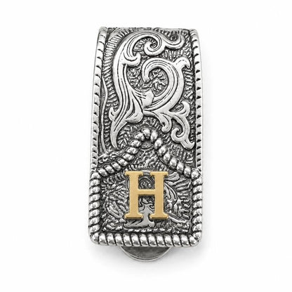 Western Scroll Initial Money Clip