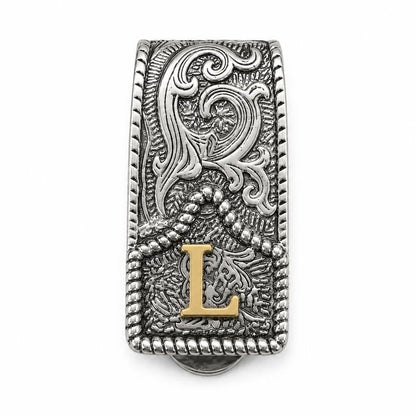 Western Scroll Initial Money Clip