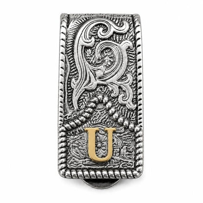 Western Scroll Initial Money Clip