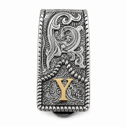 Western Scroll Initial Money Clip