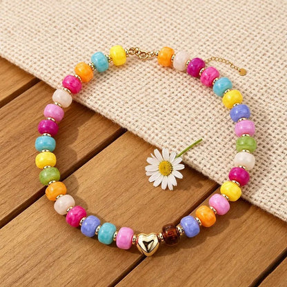 Colorful Bead Heart Choker