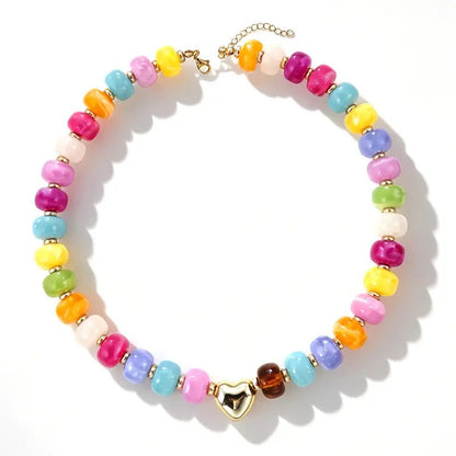 Colorful Bead Heart Choker