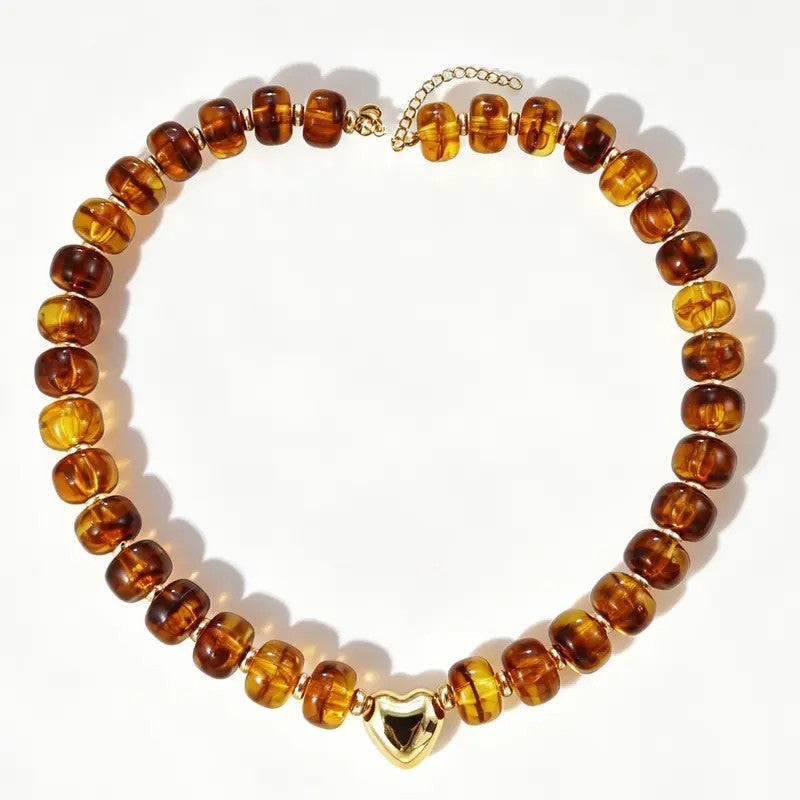 Colorful Bead Heart Choker
