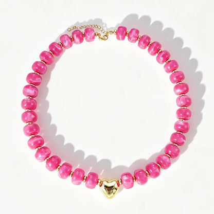 Colorful Bead Heart Choker