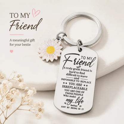 Friendship Daisy Dog Tag Keychain