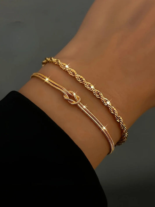 Knot & Rope Chain Bracelet Set