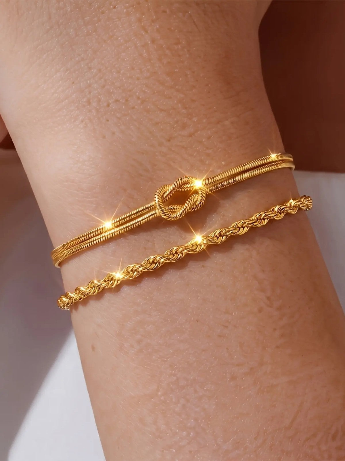 Knot & Rope Chain Bracelet Set