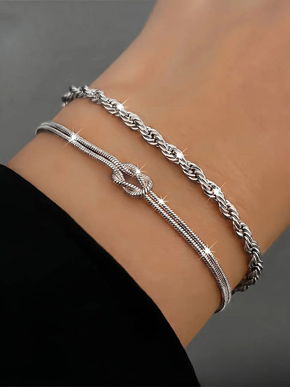 Knot & Rope Chain Bracelet Set