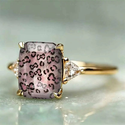 Pink Leopard Rectangle Ring