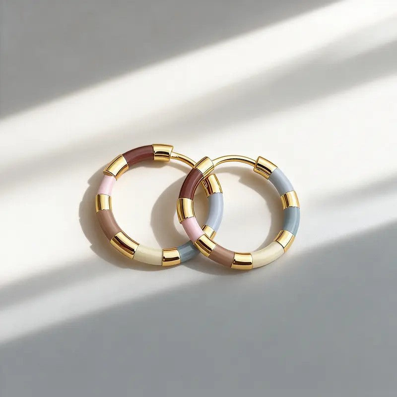 Colorful Enamel Hoop Earrings