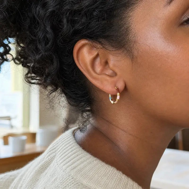 Colorful Enamel Hoop Earrings