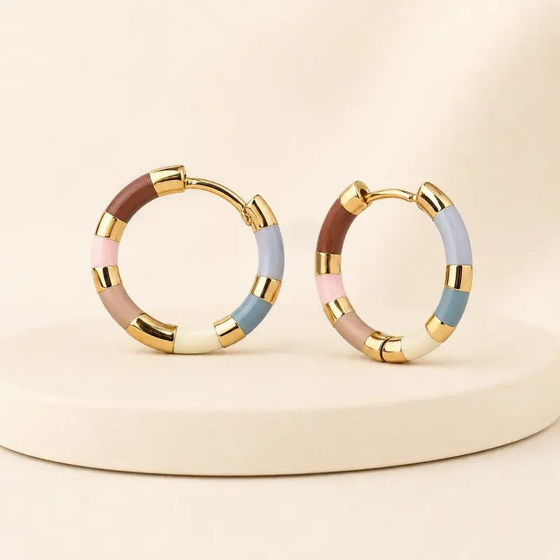 Colorful Enamel Hoop Earrings