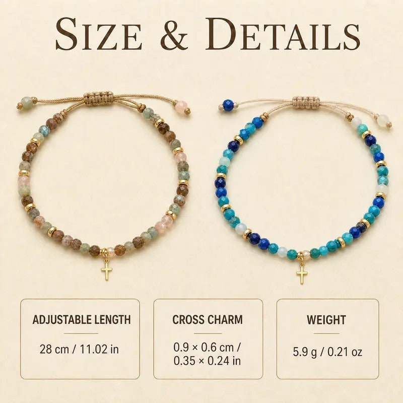 Multicolor Stone Cross Bracelet
