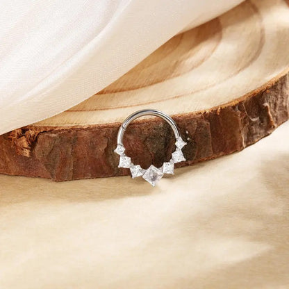Princess Cut Crystal Hinged Hoop