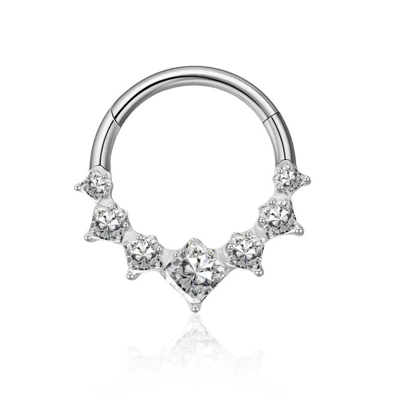 Princess Cut Crystal Hinged Hoop