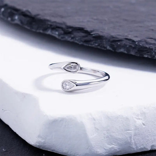 Pear Crystal Bypass Ring