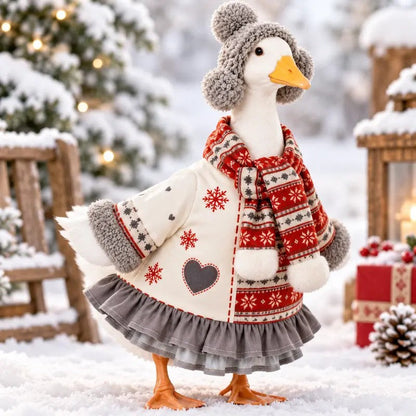 Winter Snowflake Goose Figurine