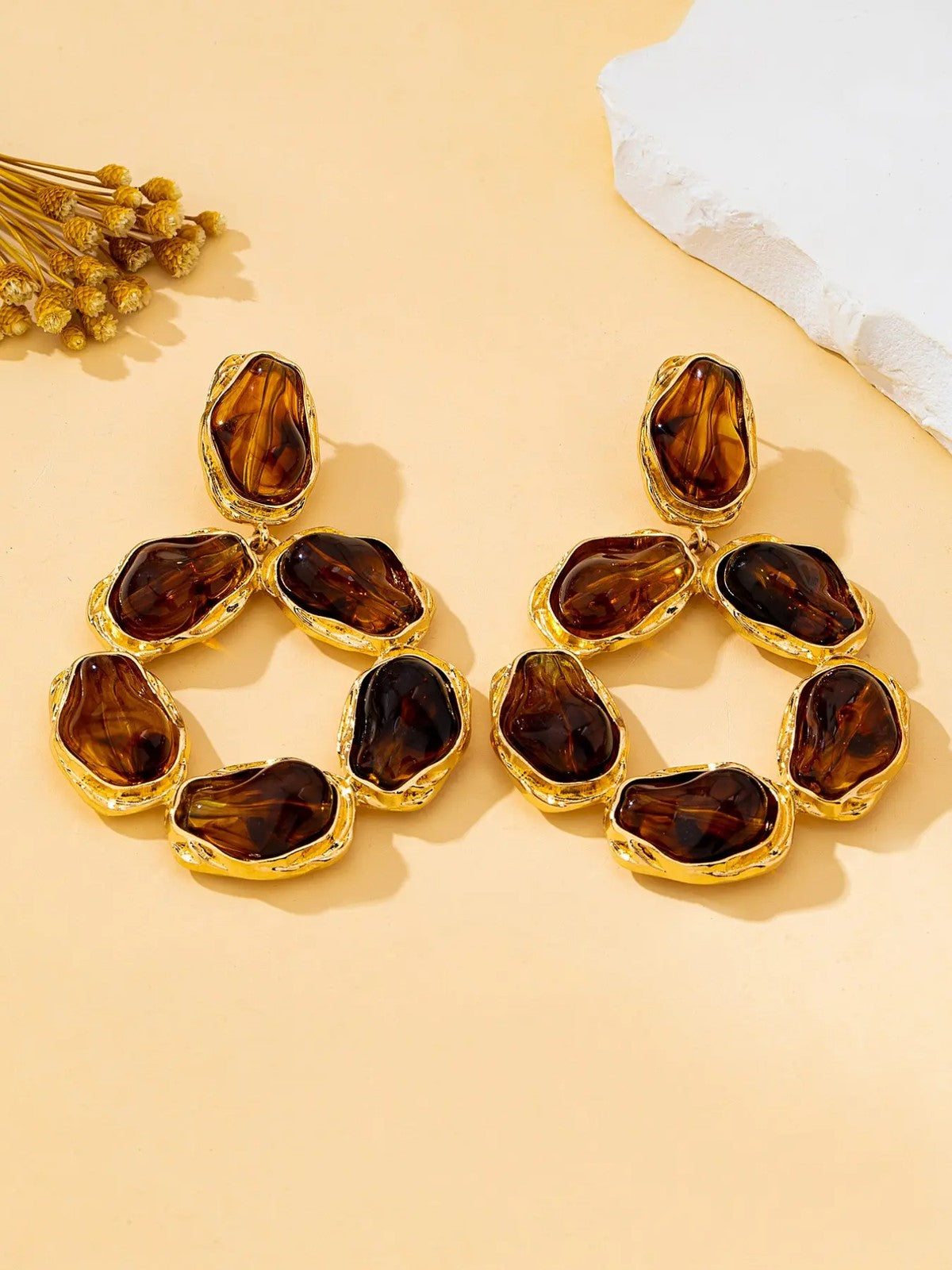Amber Geometric Drop Earrings