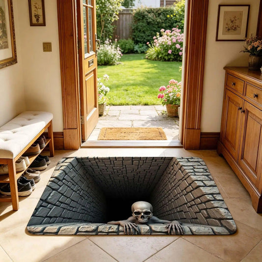 3D Skull Illusion Doormat