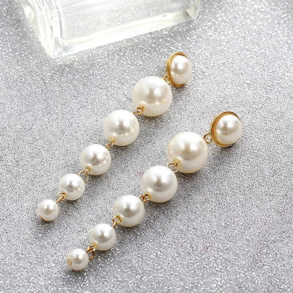 Cascading Pearl Drop Earrings