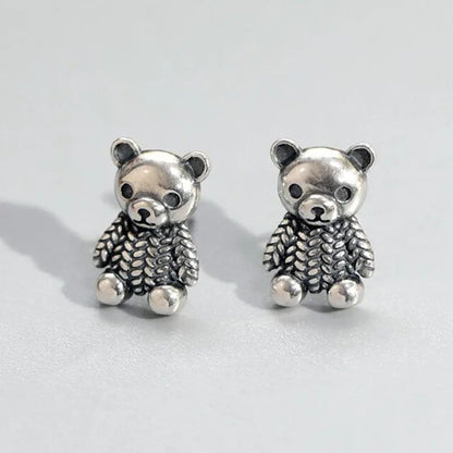 Textured Bear Stud Earrings