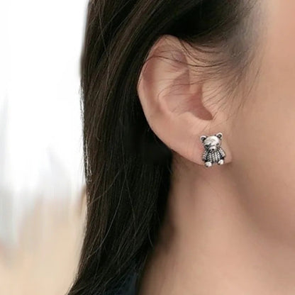 Textured Bear Stud Earrings