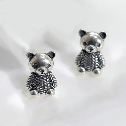 Textured Bear Stud Earrings