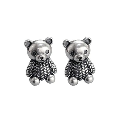 Textured Bear Stud Earrings