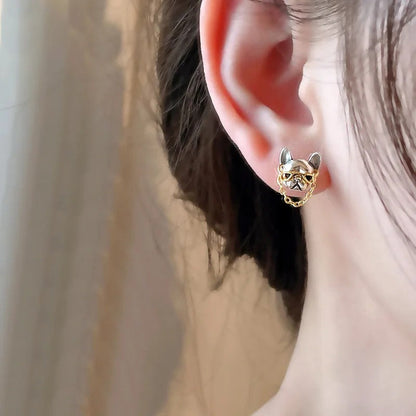 Bulldog Chain Stud Earrings