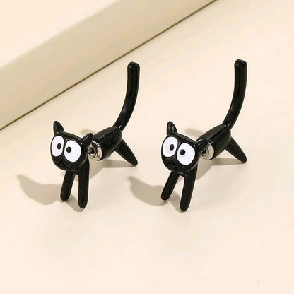 Climbing Black Cat Earrings