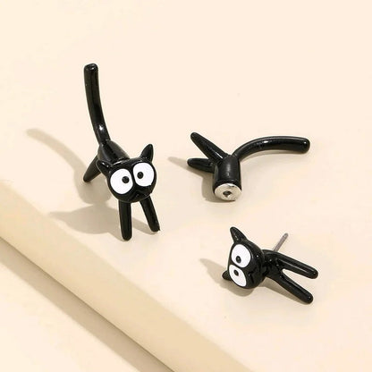 Climbing Black Cat Earrings