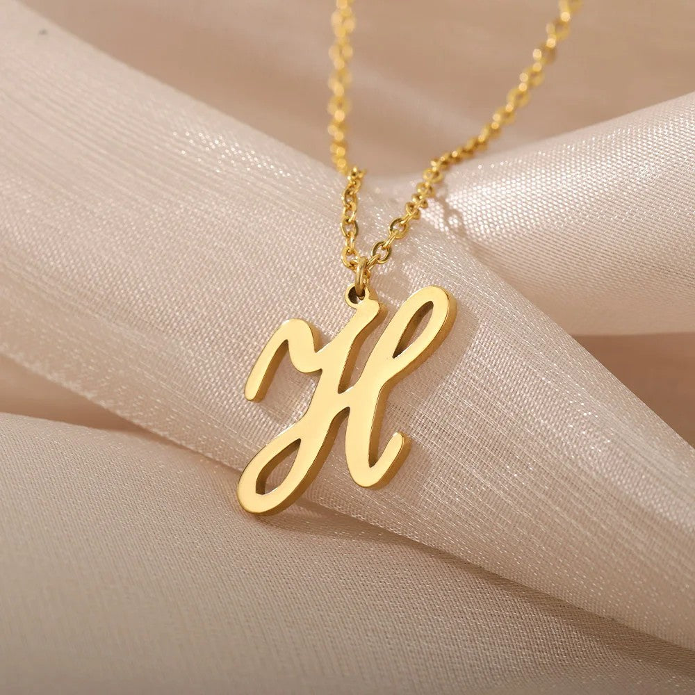 Script Letter Initial Necklace