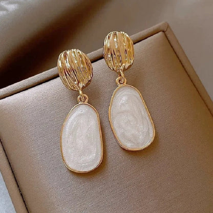 Textured Oval Drop Earrings