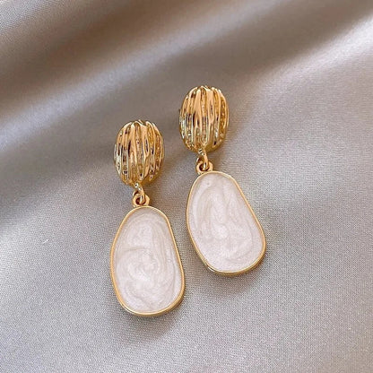 Textured Oval Drop Earrings